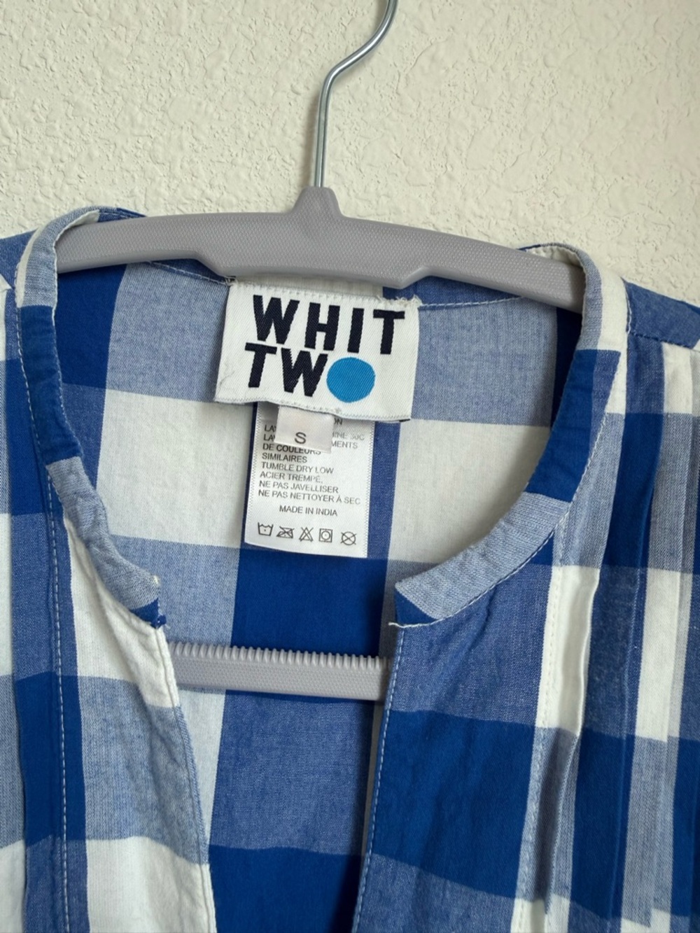 Whit Two Blue and White Gingham Midi Dress - Picture 3 of 5